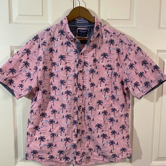 Sunrise Kingdom - Pink Tropical Print Button Down Shirt - Picture 1 of 11